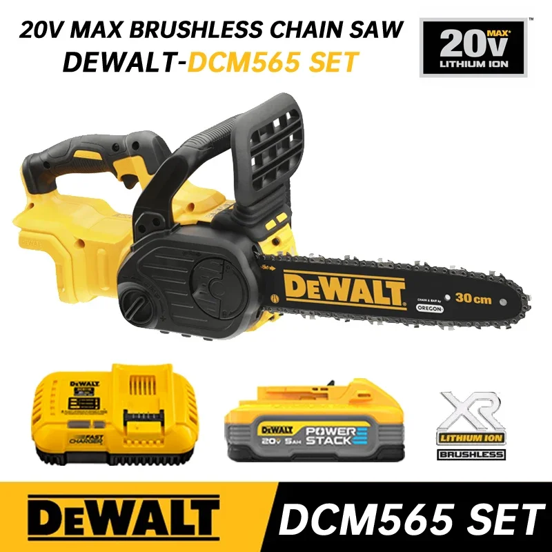 

Беспроводная бесщеточная цепная пила DEWALT 20 в, резак для дерева, перезаряжаемая гравировальная пила, садовый резак, электроинструмент, наборы DCM565