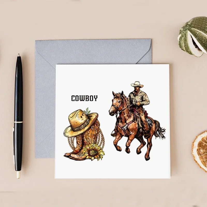Cowboy Clear Stamps for Cards Making Wild West Clear Stamp Seals 5.91x5.91inch Transparent Stamps for DIY Scrapbooking 1Sheet clear stamps,clear rubber stamps