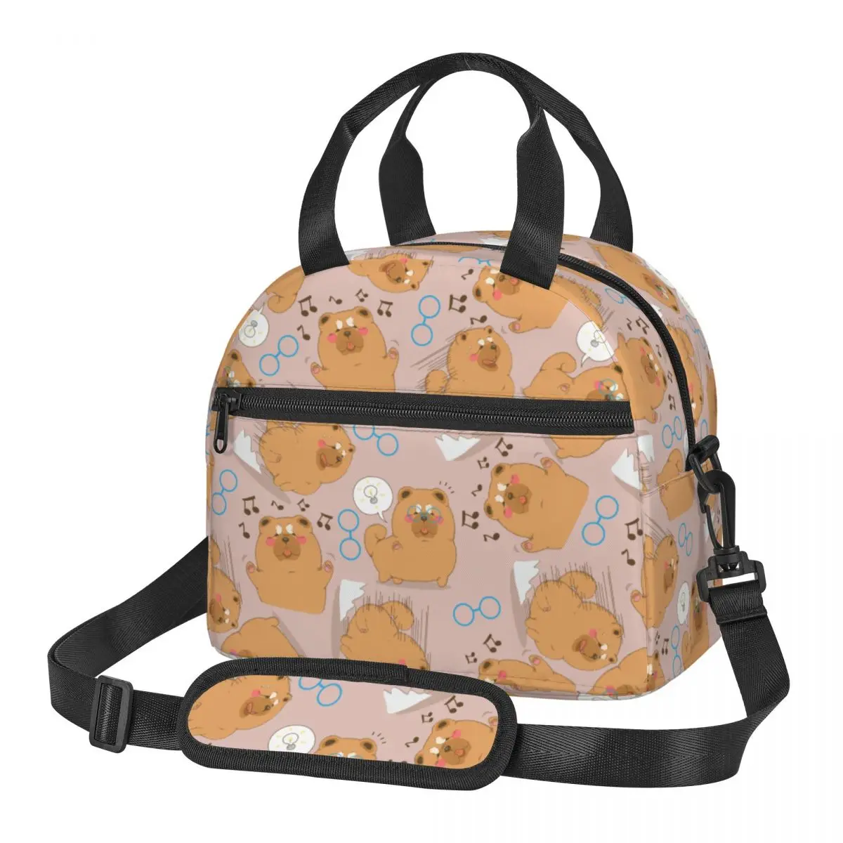 

Cute Chow Chow Dog Large Thermal Insulated Lunch Bag With Adjustable Shoulder Strap Portable Bento Box Thermal Cooler Lunch Box