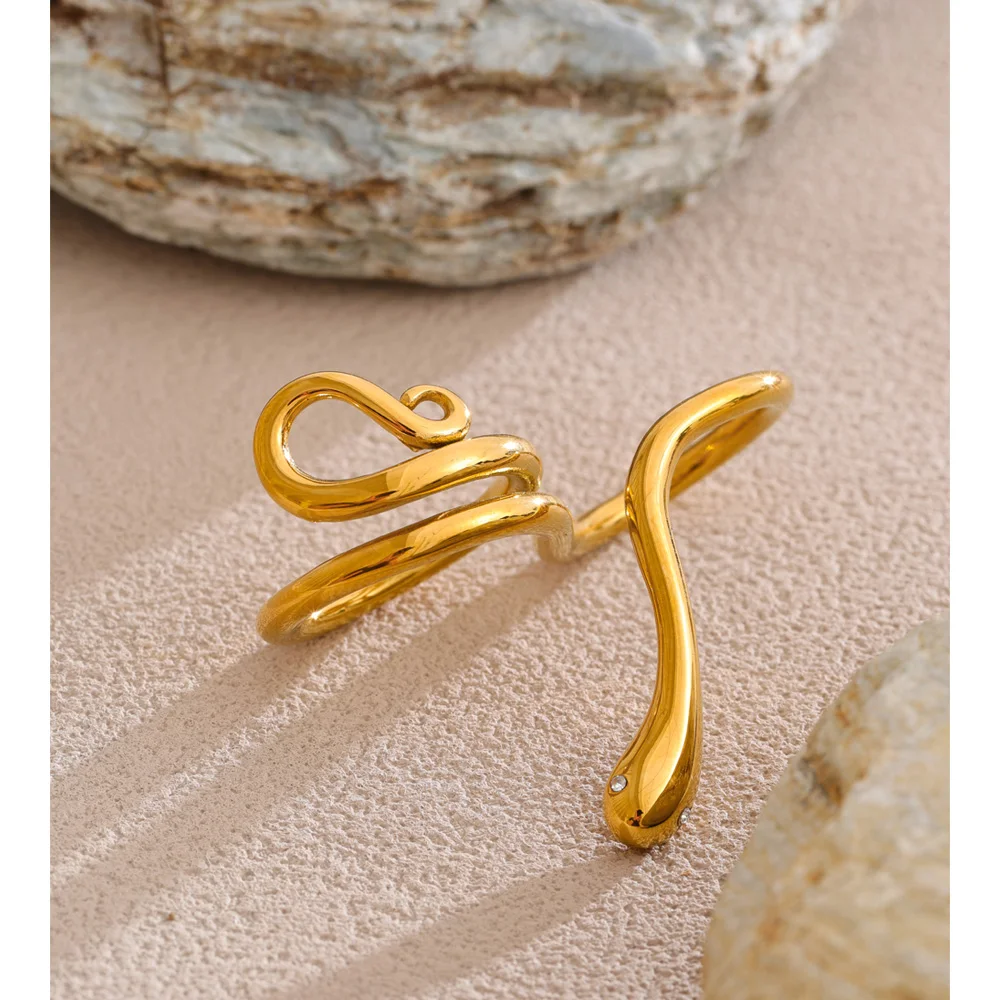 Yhpup Ring Stainless Steel Snake Shape Design