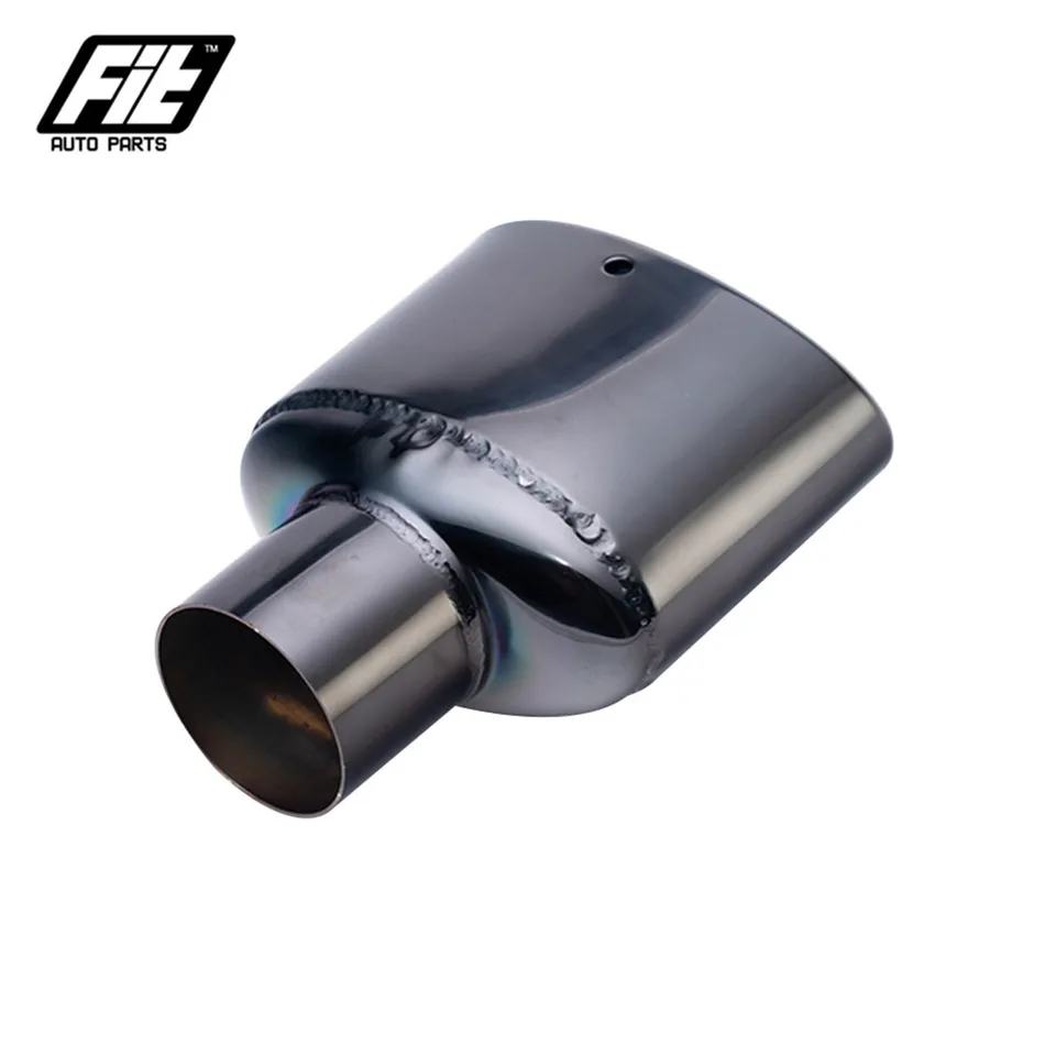Puntale Silenziatore In Acciaio Inox 63mm – Terminale Di Scarico Universale (Nero, Destro)