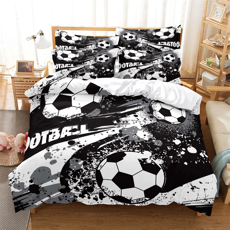 Description Picture 2 of itemFootball Bedding Set Competitive Sports Boy Duvet Cover Set King Quilt Cover Youth Children's Double Duvet Cover Bedding Set