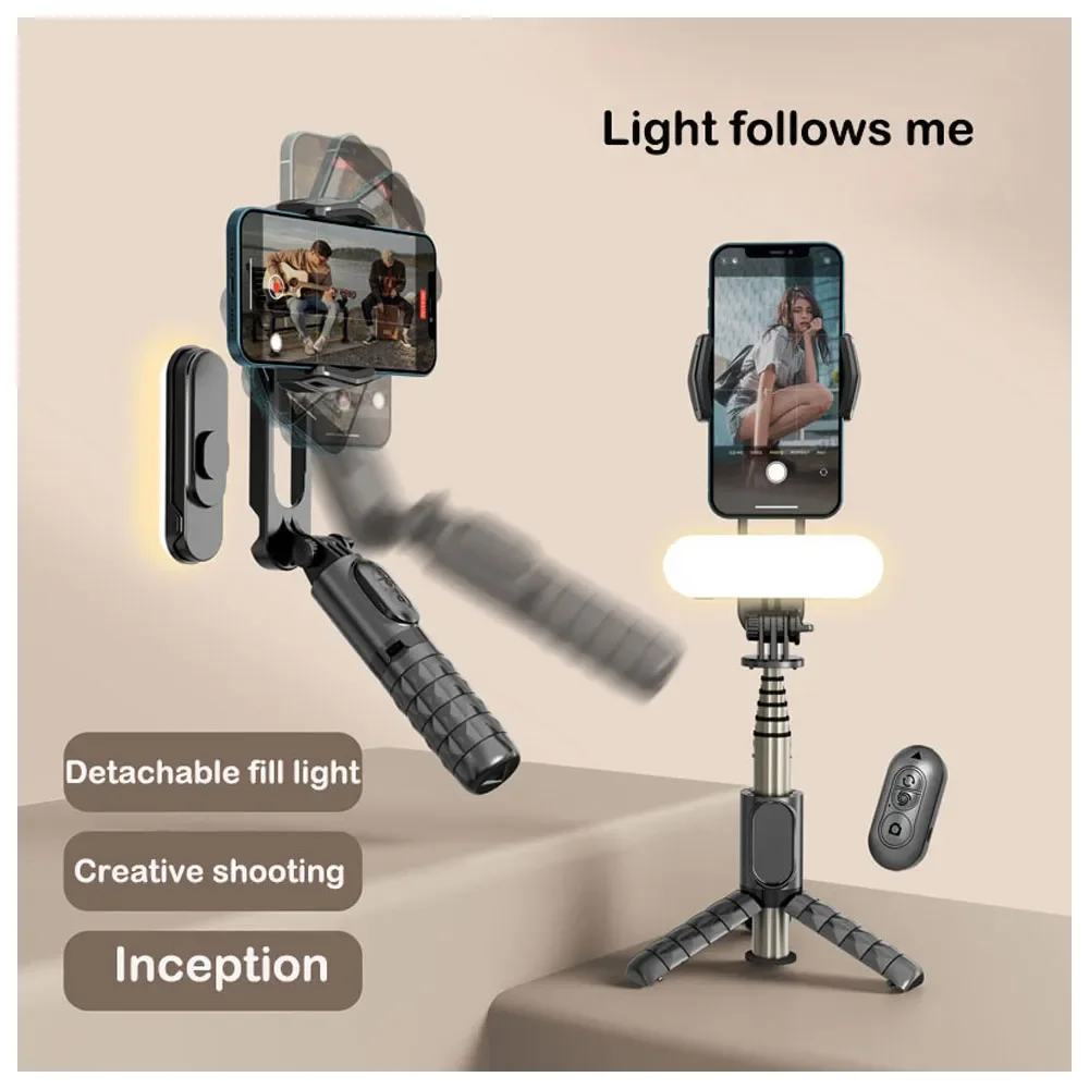 

Smartphone Handheld Gimbal with Fill light Bluetooth Stabilizer Tripod selfie Stick Folding Gimbal for Xiaomi iPhone Samsung