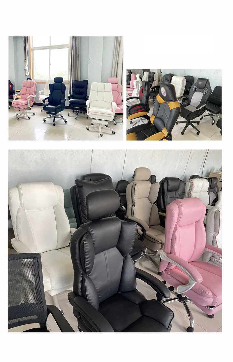 Description Picture 2 of itemOffice Chair Reclining Armchair with Footrest WCG Computer Gaming Chair Internet Cafe Gamer Chair bedroom study Chair Pink white