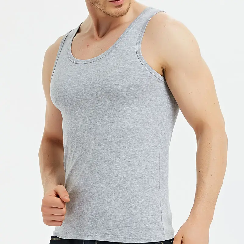 Men Tank Tops Undershirt Gym Muscle Workout Singlets Fitness T-Shirt Vest Cotton Short Sleeve Breathable Bodybuilding Undershirt