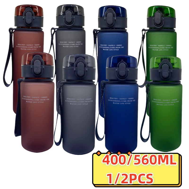 Water Bottle 1-2PCS Portable BPA Free Leak Proof Sports&Fitness Frosted Water Bottle Children and Adults Casual Water Cup