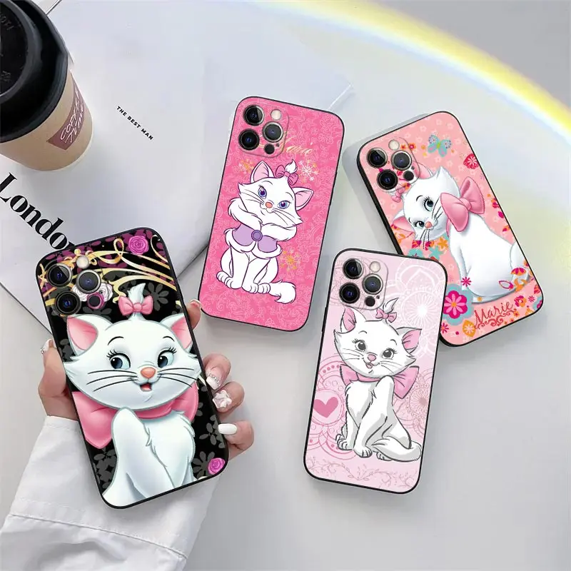 

Cartoon Marie Cat Phone Case for iPhone 11 15 Pro Max Case Coque 14 Plus 13 Pro 12 11 X XS XR 7 8 6 SE 2020 15Pro TPU Soft Cover