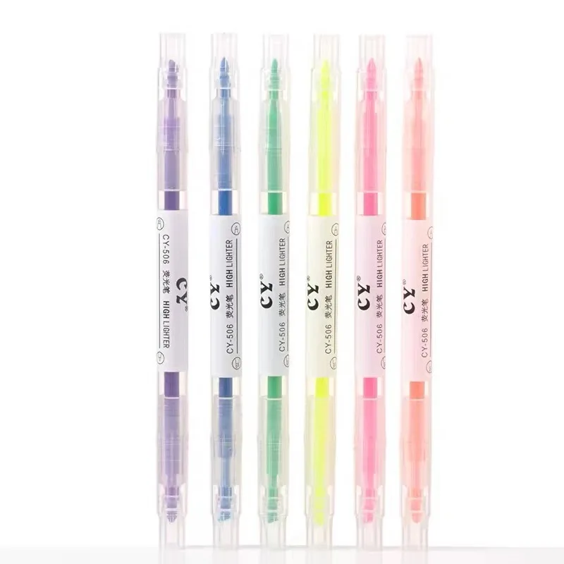 24 Pcs Wholesale Double Ended color Highlighter Set Graffiti Marker Pen Colors Kids Color Pen Student Supplies Wholesale