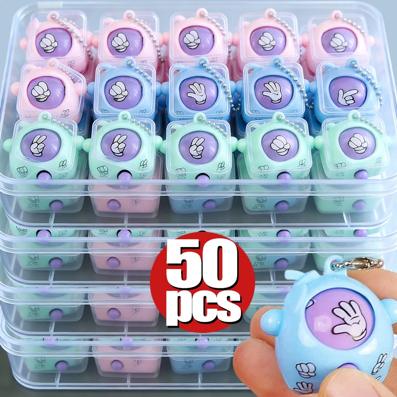 1-50pcs 크리 에이 티브 핸드 헬드 공정한 결투 도구 키 체인 스톤 가위 종이 부모 자녀 상호 작용 어린이 보상 장난감
