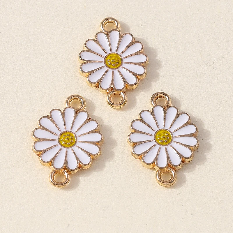 20 Stück 12 x 17 mm niedliche bunte Emaille-Blumen-Charms-Anschlüsse für Schmuckherstellung, DIY-Armbänder, Halsketten, handgefertigtes Bastelzubehör – Detail 9