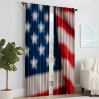 2pc, Party Curtains flag pattern Durable Polyester,Without Electricity Birthday Party Use for Indoor Celebrations, Room Decor 2
