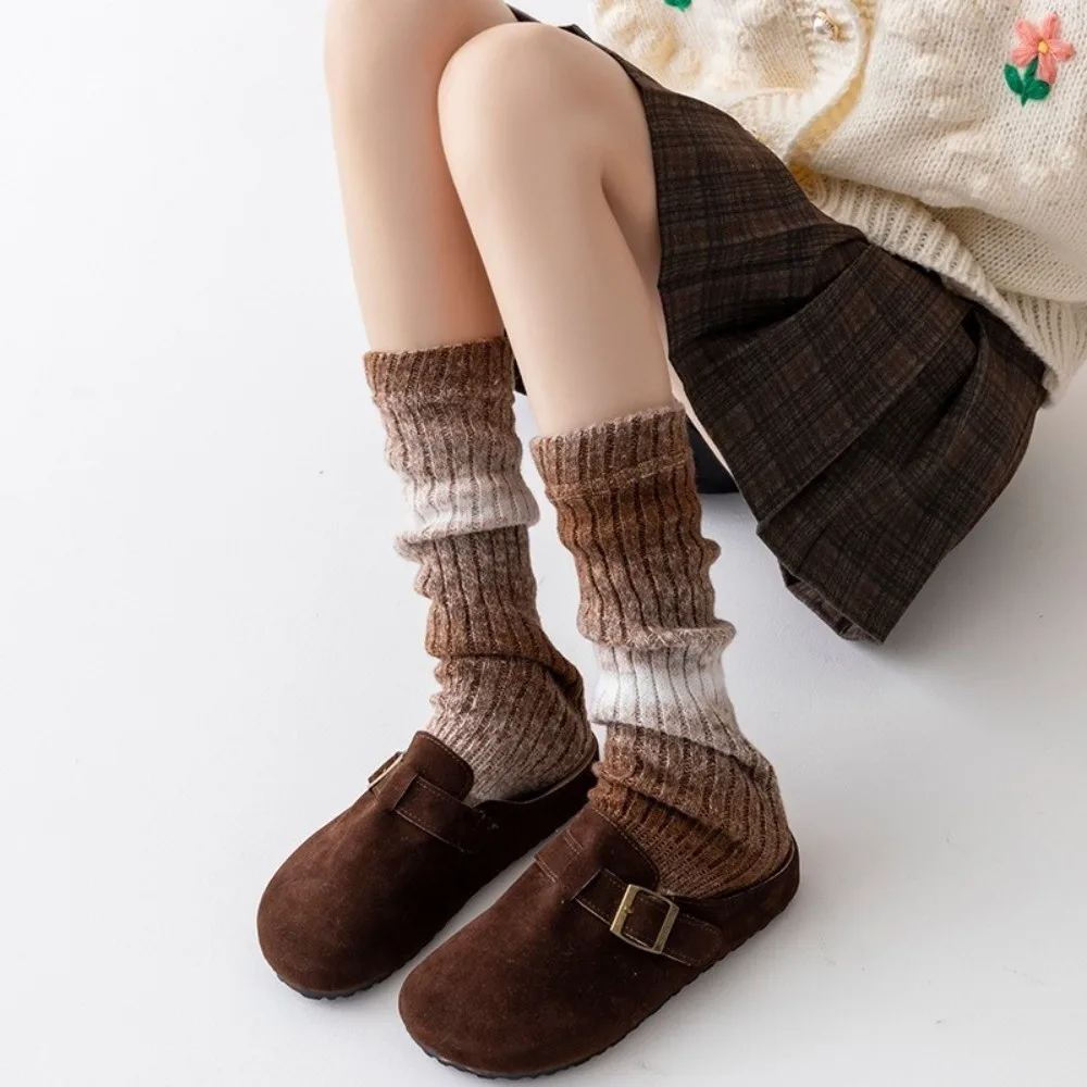 Gradient Color Leg Warmers Thickened Knitted Socks