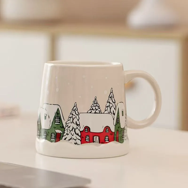 Christmas Ceramic Cup Coffee Mugs Household Exquisite Afternoon Tea Cups Creativity Breakfast Milk Cute Couple Coffee Cup Gift l