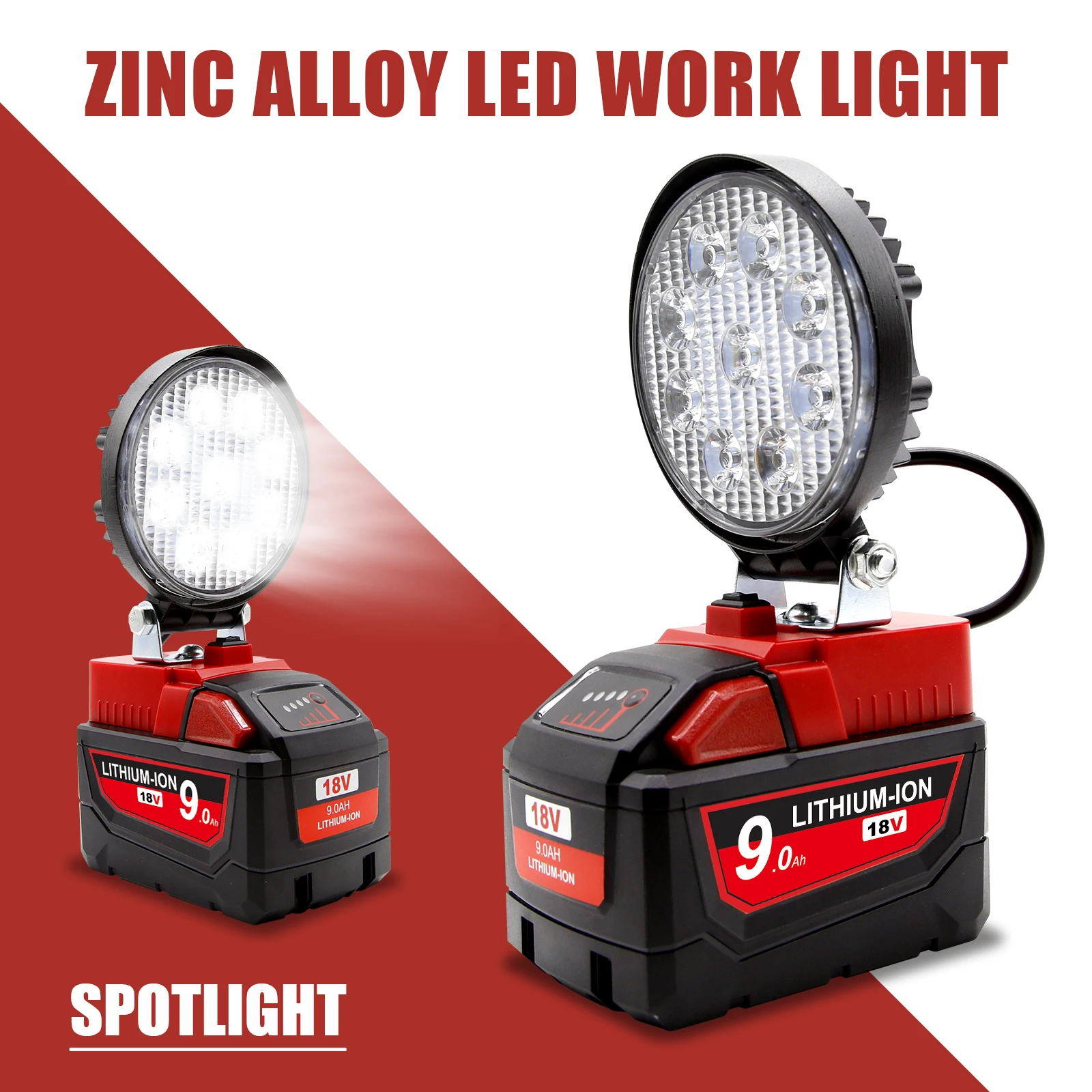 Makita/Dewalt/Milwaukee/Bosch 18V 리튬 이온 배터리 LED 작업 조명 손전등 야외 스포트라이트 라이트 휴대용 캠핑 램프