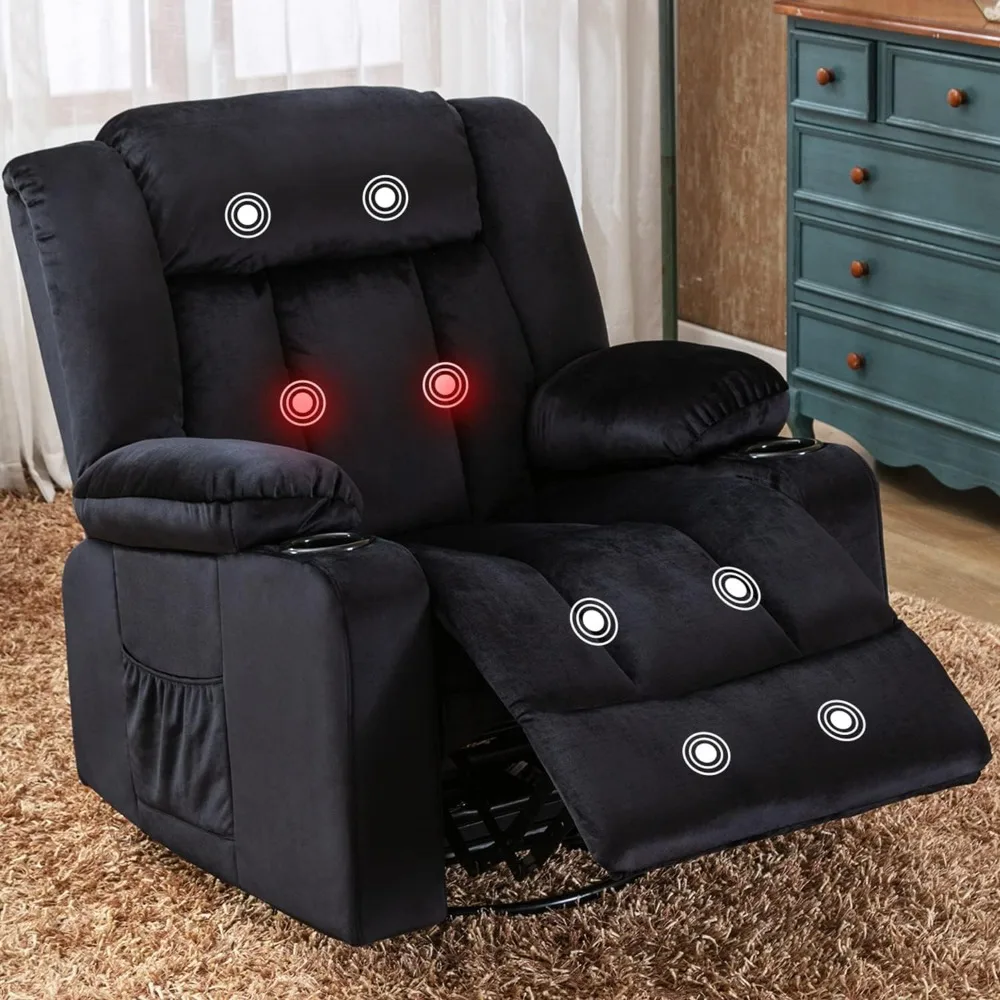 

Recliner Chair Massage Rocker with Heated 360 Degree Swivel Lazy Boy Recliner Single Sofa Seat with Cup Holders for Living Room