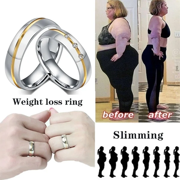 Micro Magnetic Lose Weight Simple Stainless Steel Ring Fat Burning Slimming Ring Surprise Yoga Energy Tourmaline Thin