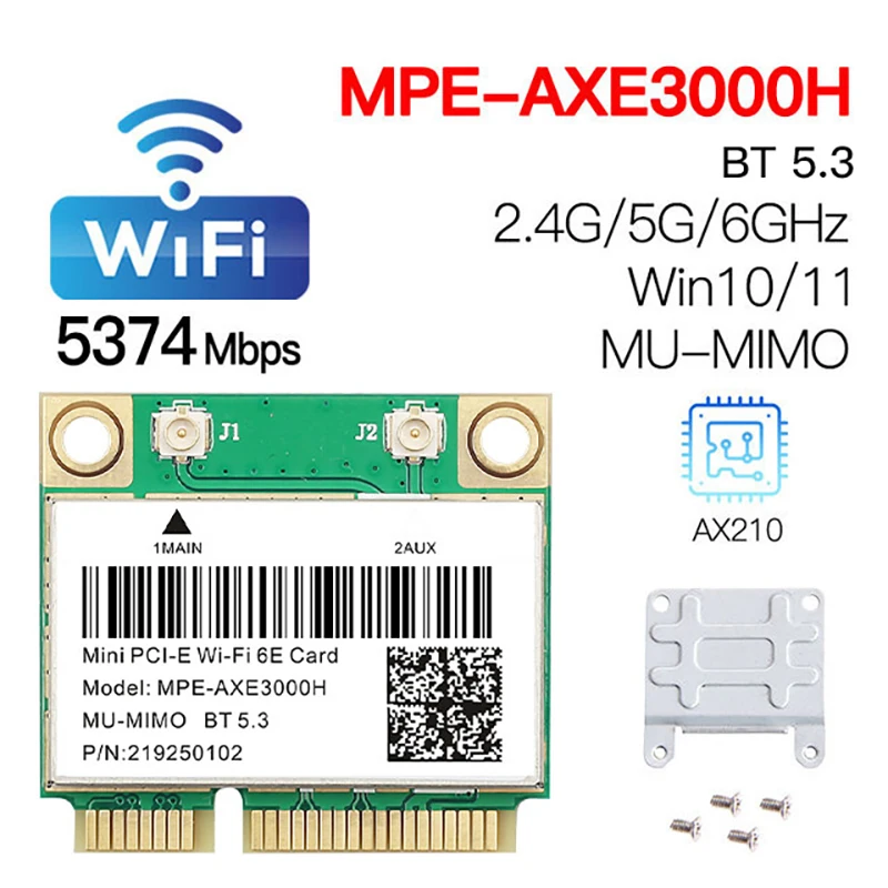 5374Mbps Wifi 6E AX210 Mini PCIE Carte Wifi LeicBand Adaptateur