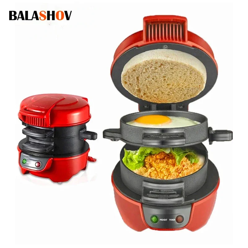 110V 220V Multifunctional breakfast maker Mini Burger Sandwich Maker Machine For Home Kitchen Electric Burger Maker Machine 2