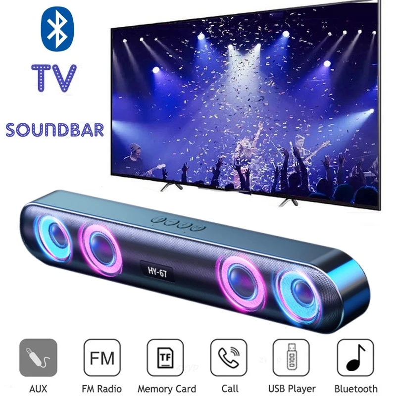 Portable Home Theater Echo Wall 3D Stereo Wireless Subwoofer RGB LED  Colorful Flash Barra De Sonido Para TV Bluetooth Speaker - AliExpress