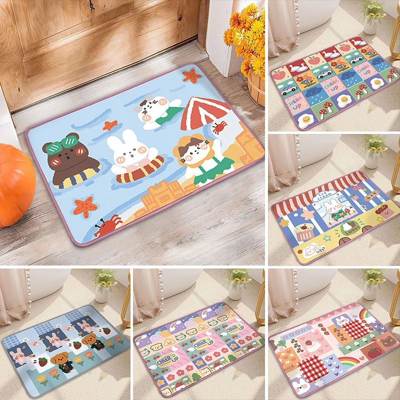 Cute Floor Carpet for Living Room Cartoon Kawaii Rabbit Pattern Door ...