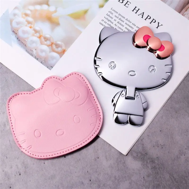 

Kawaii Sanrio Hello Kitty Cartoon Mirror Girl Makeup Mirror Foldable Portable Portable Mirror Anime Peripheral Festival Gift