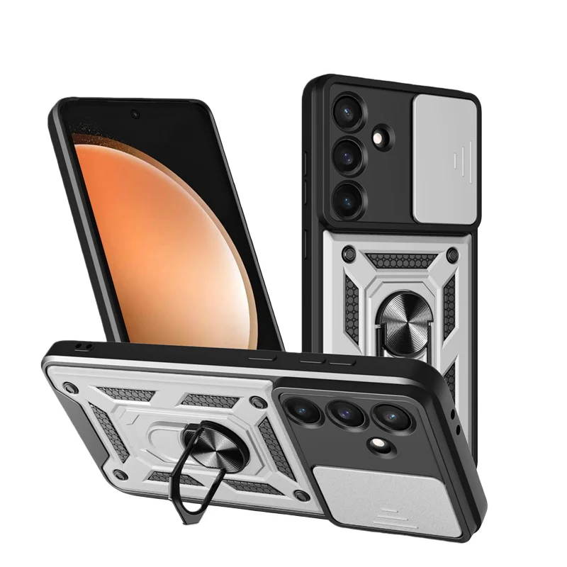 Slide Lens Protection Armor Case with Car Magnetic Bracket - Durable Protective Cover
