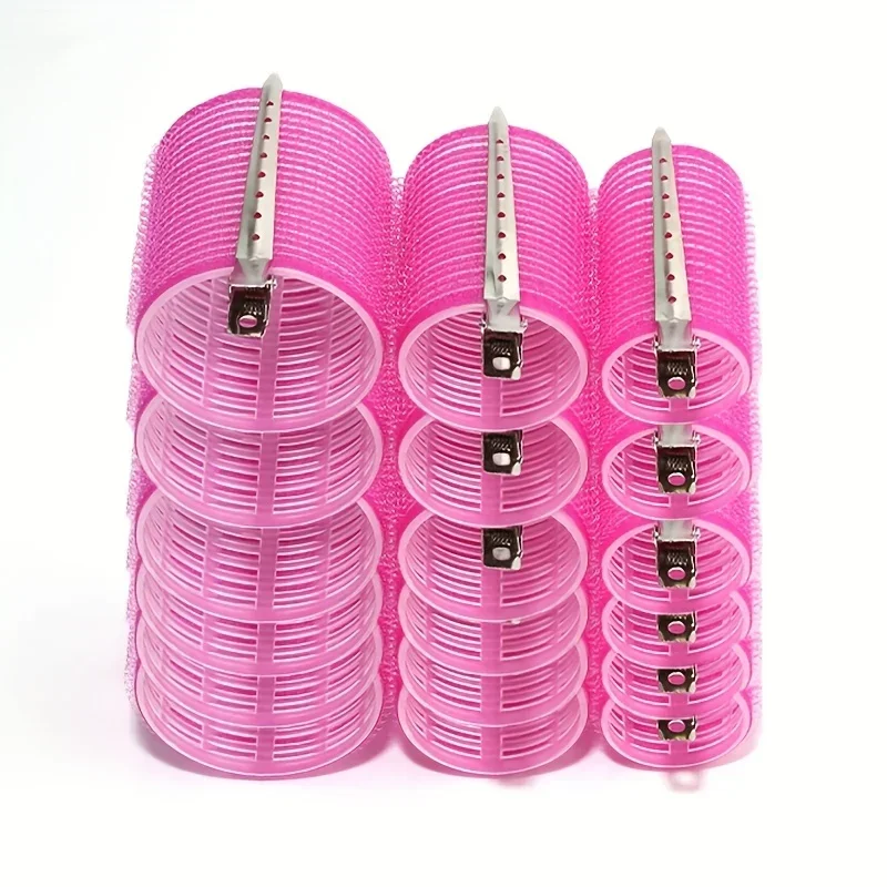 28pcs/Set Hair Roller Sets, 18pcs Plastic Self Grip Hair Curlers 3 Sizes Rollers, 10pcs Metal Clips, DIY Hairdressing Tools