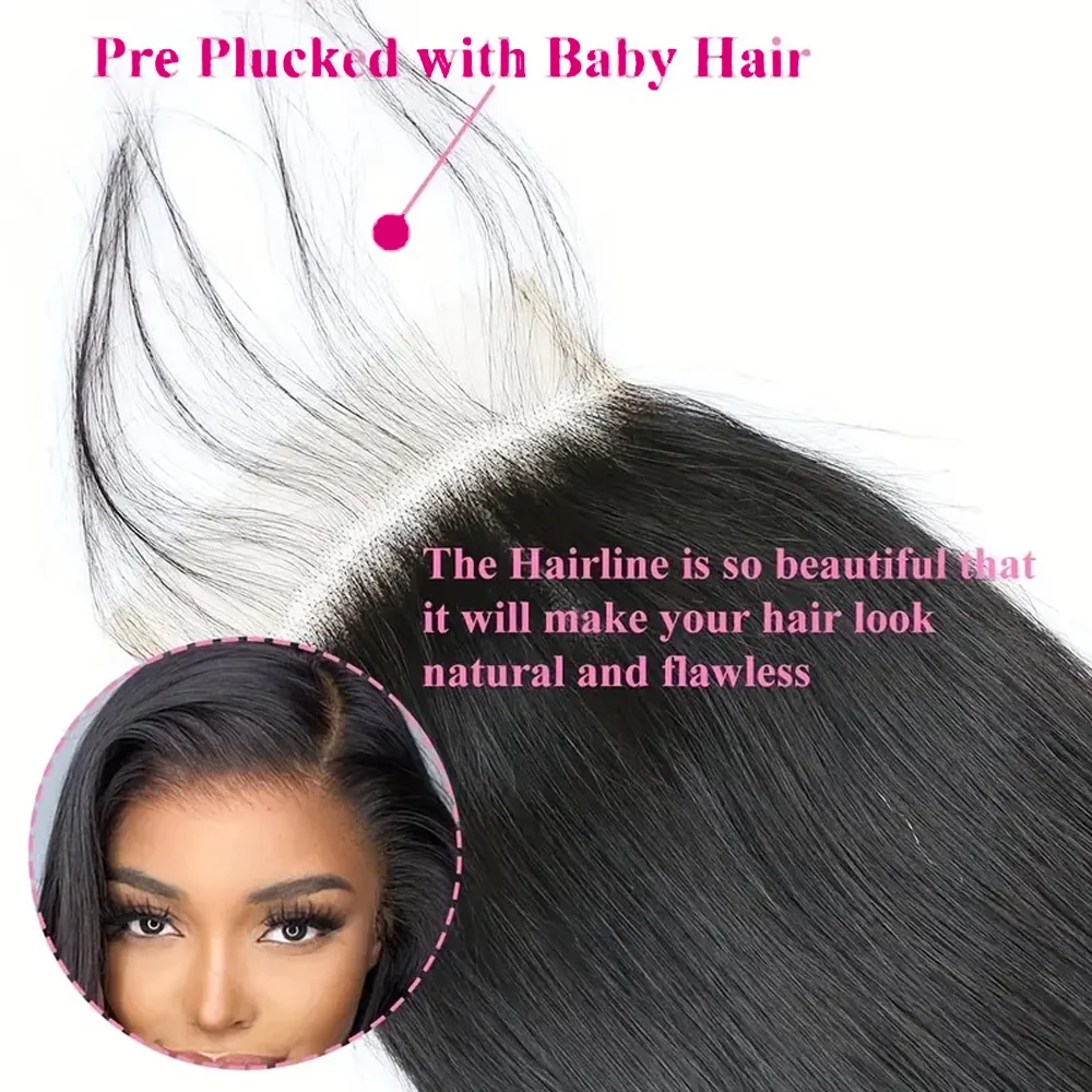 Straight Lace Closure 4x4 13x4 Transparent Swiss Lace Closure Frontal Pure-Hand Tied Human Hair 10-22 inches human hair lace frontal