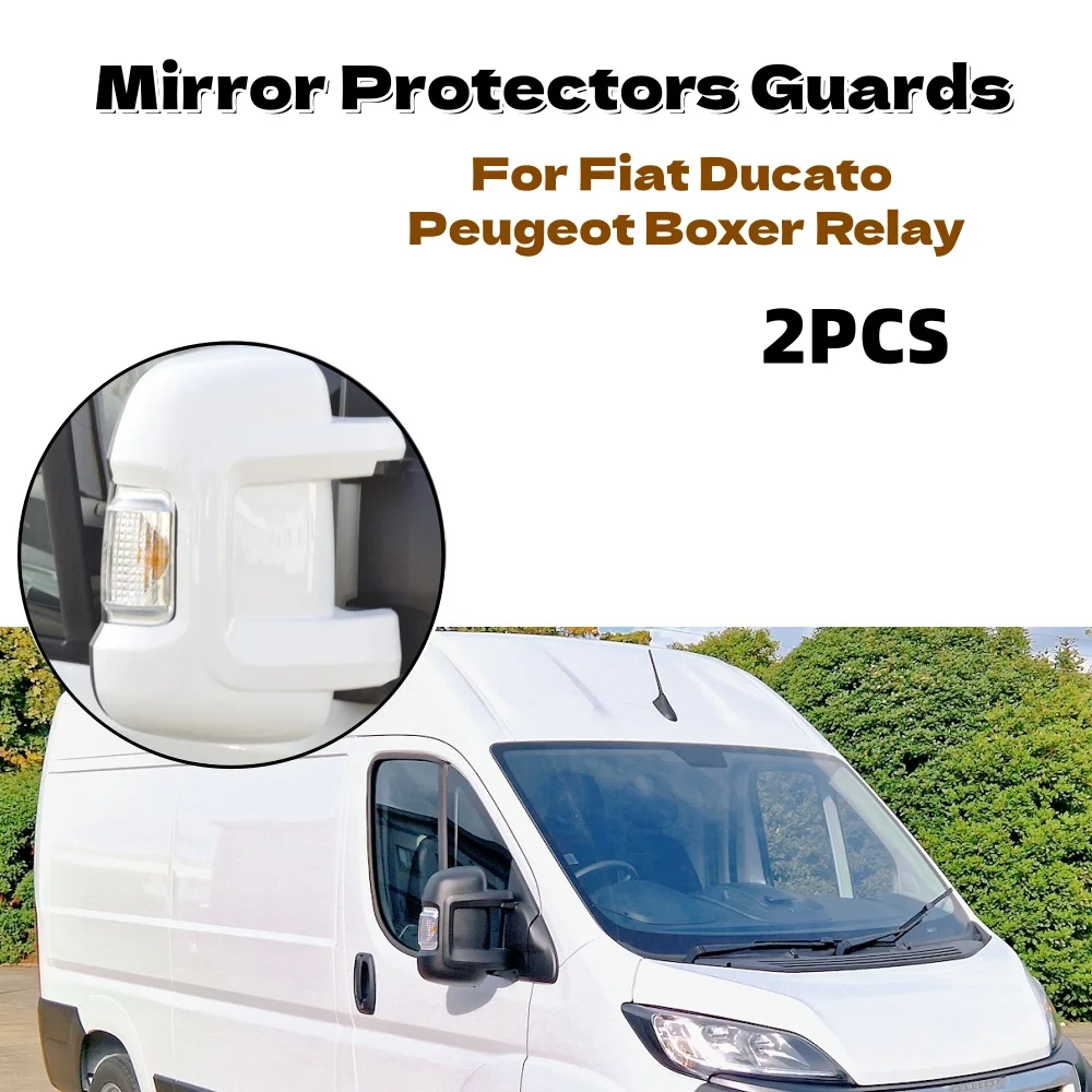 2Pcs RV Mirror Protectors Guards White Black Motorhome Rearview Mirror Covers For Fiat Ducato Peugeot Boxer Relay Long Arm