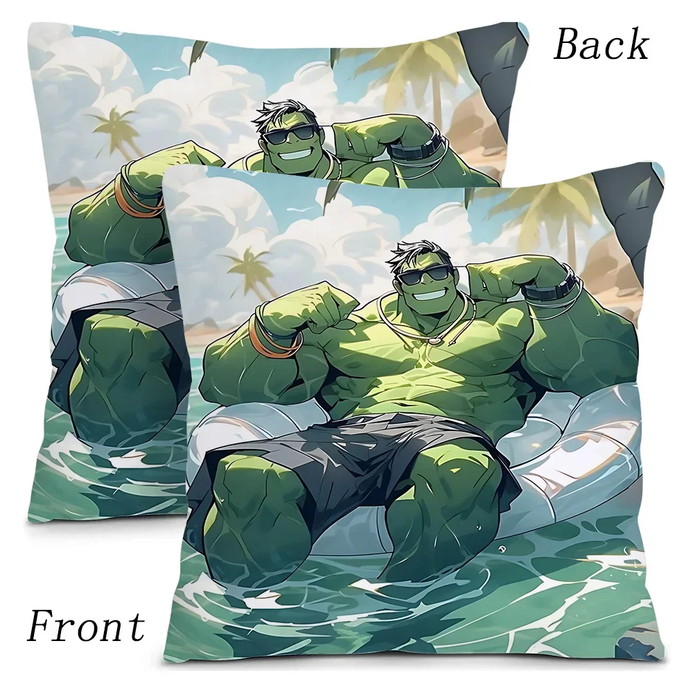 The Incredible Hulk 2 Cartoon Pillow Covers Sofa Decorative Home Double-sided Printing Short Plush Cute Cushion Cover