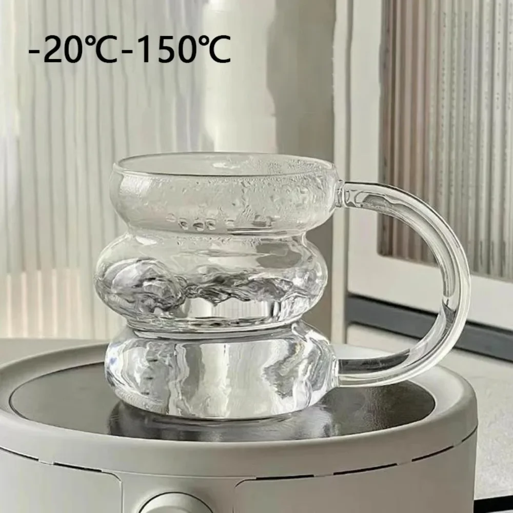 200-530ml Transparent Heat-Resistant Glass Coffee Cup Glass Latte Mug Tea Juice Milk Coffee Mug Home Water Glasses Stripe Mug