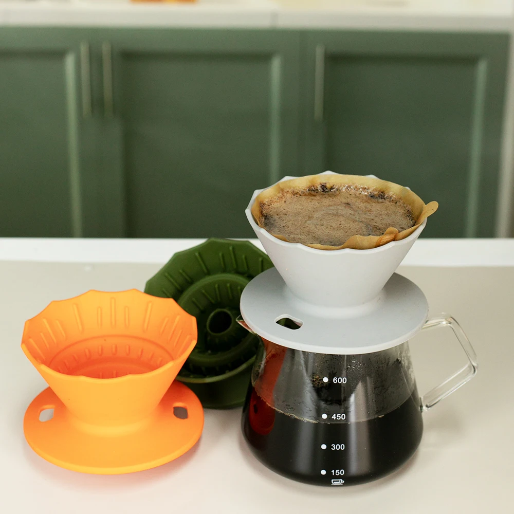 فلتر قهوة سيليكون قابل لإعادة الاستخدام، بتصميم قم...