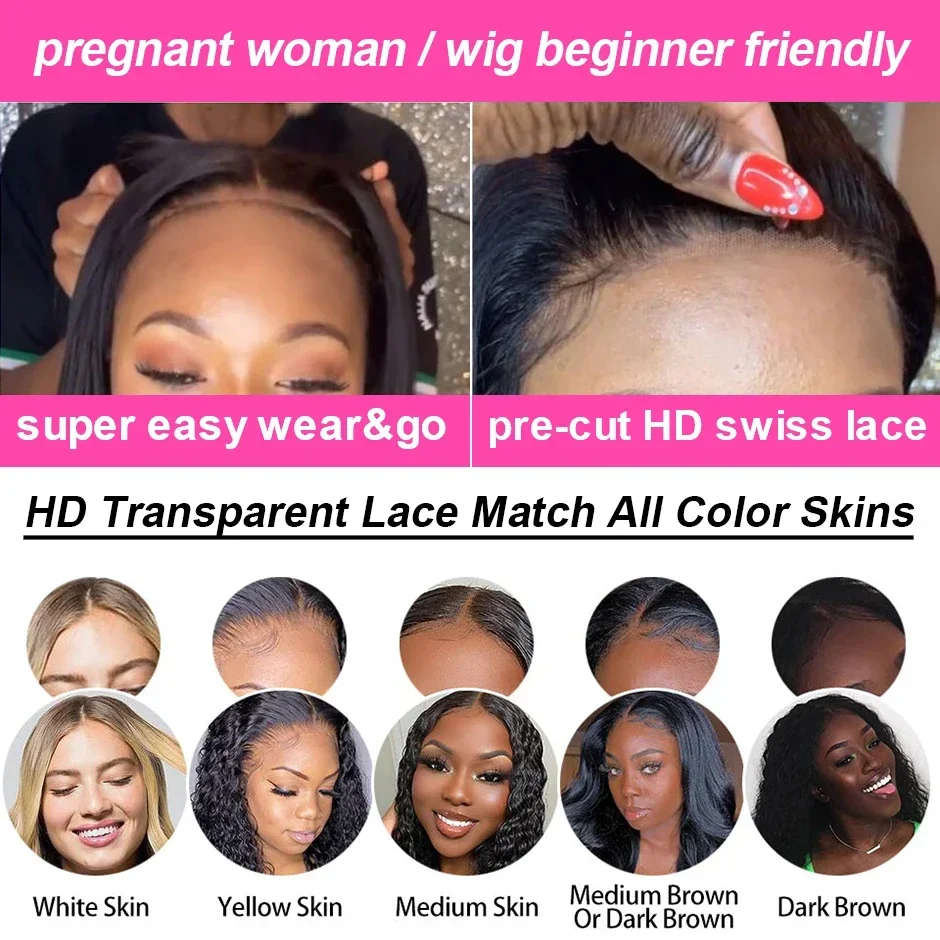 Glueless Wigs Ready To Wear 30 40 Inch Deep Wave 5x5 Lace Closure Wigs Human Hair For Women Culry Lace Front Wig