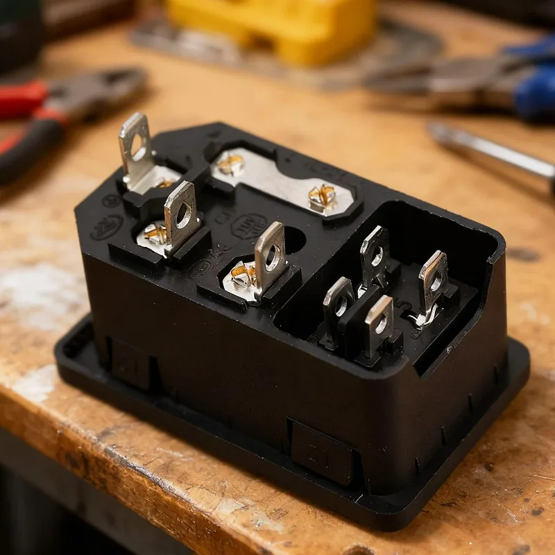 IEC320 C14 Electrical Socket with LED Rocker Switch and 10A Fuse