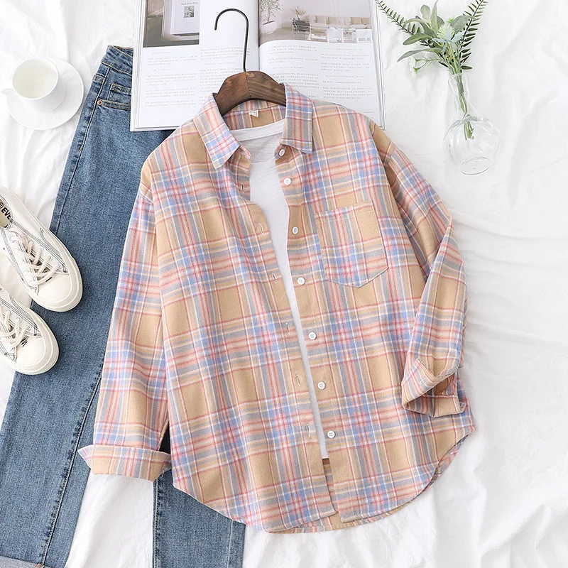 ตัวเลือกสินค้า เสื้อเชิ้ตลายสก็อตผู้หญิง ใส่สบาย แฟชั่นแนวคิดใหม่