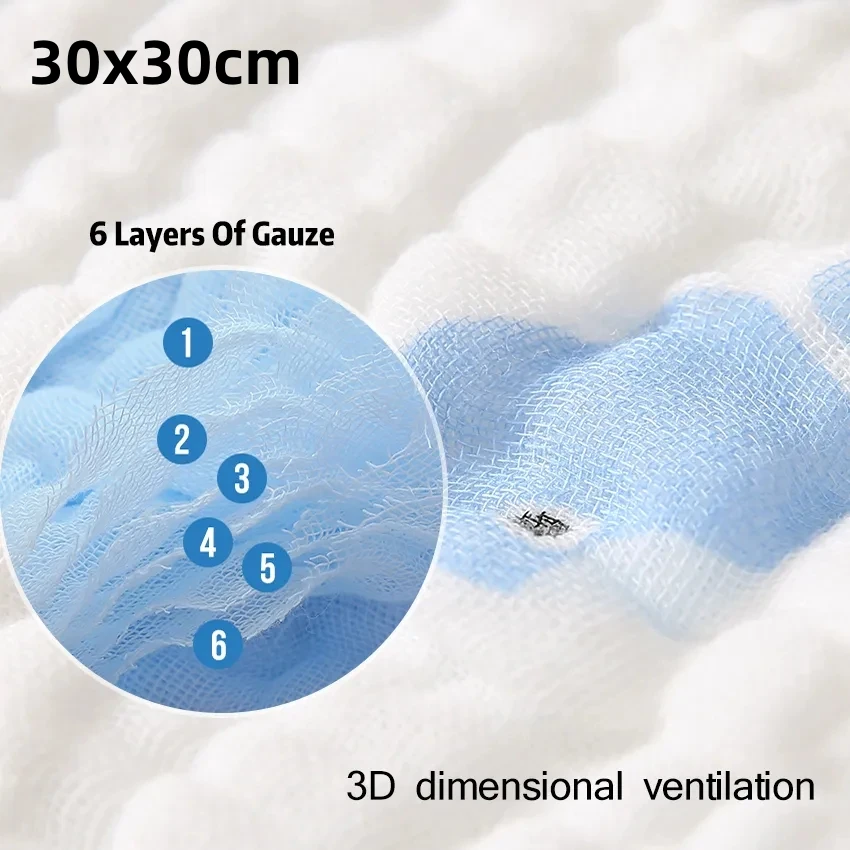 1Pcs Baby Bath Towel Cotton Muslin Squares 6 Layers Gauze Kid Facecloth Face Wash Wipe Hand Soft Newborn Stuff Handkerchief