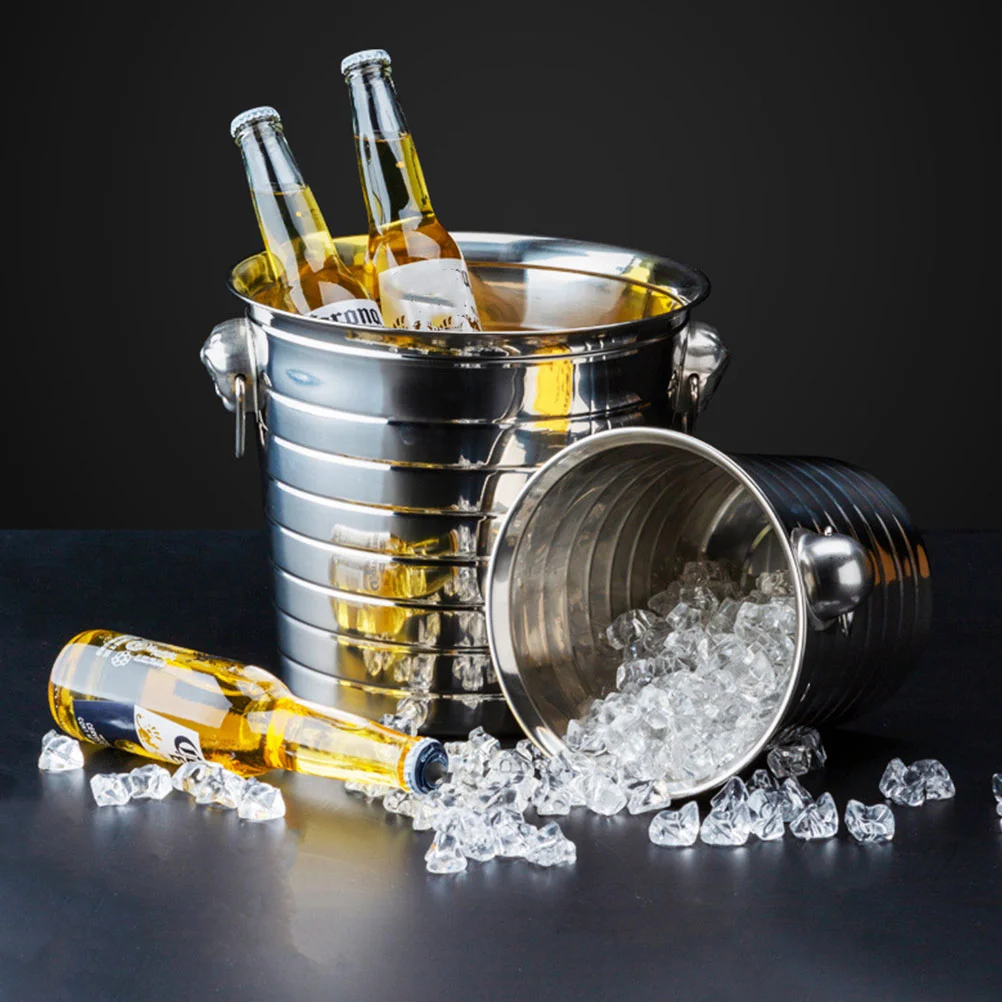 Portable Stainless Steel Holder Ice Bucket Ice Storage Bucket 3L