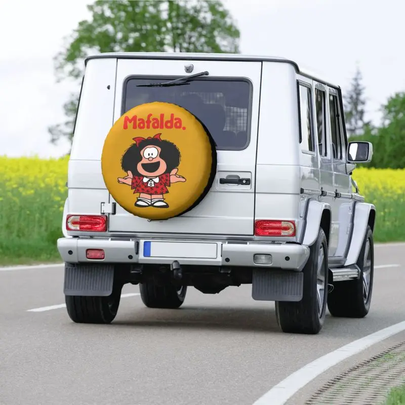 Happy Mafalda Spare Wheel Tire Cover for Mitsubishi Pajero Argentina Manga Quino Jeep RV SUV 4WD 4x4 Vehicle 14 15 1