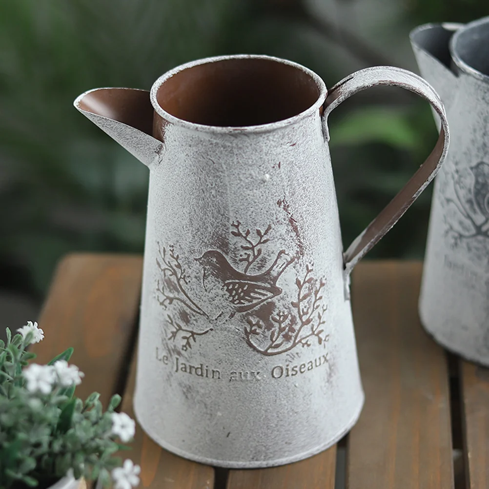

Tin Gardening Watering Can Tinplate Kettle Flower Pot Planter Galvanized Bucket Jug Vase for Floral Arrangements