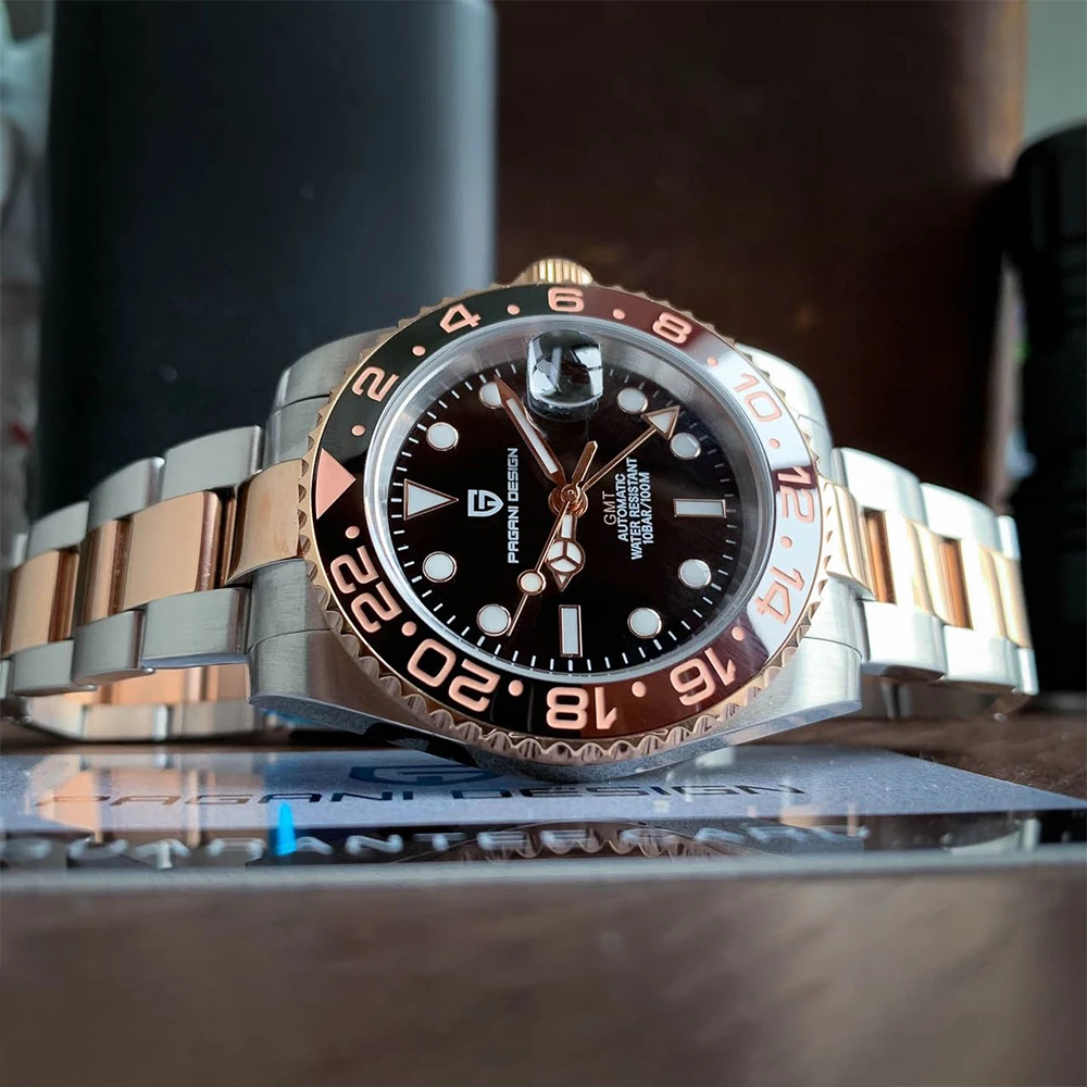 PAGANI DESIGN V4 NH34 Movement Luxury Men Mechanical Wristwatch 40MM GMT  Ceramic Ring Sapphire Glass Men Automatic Watches