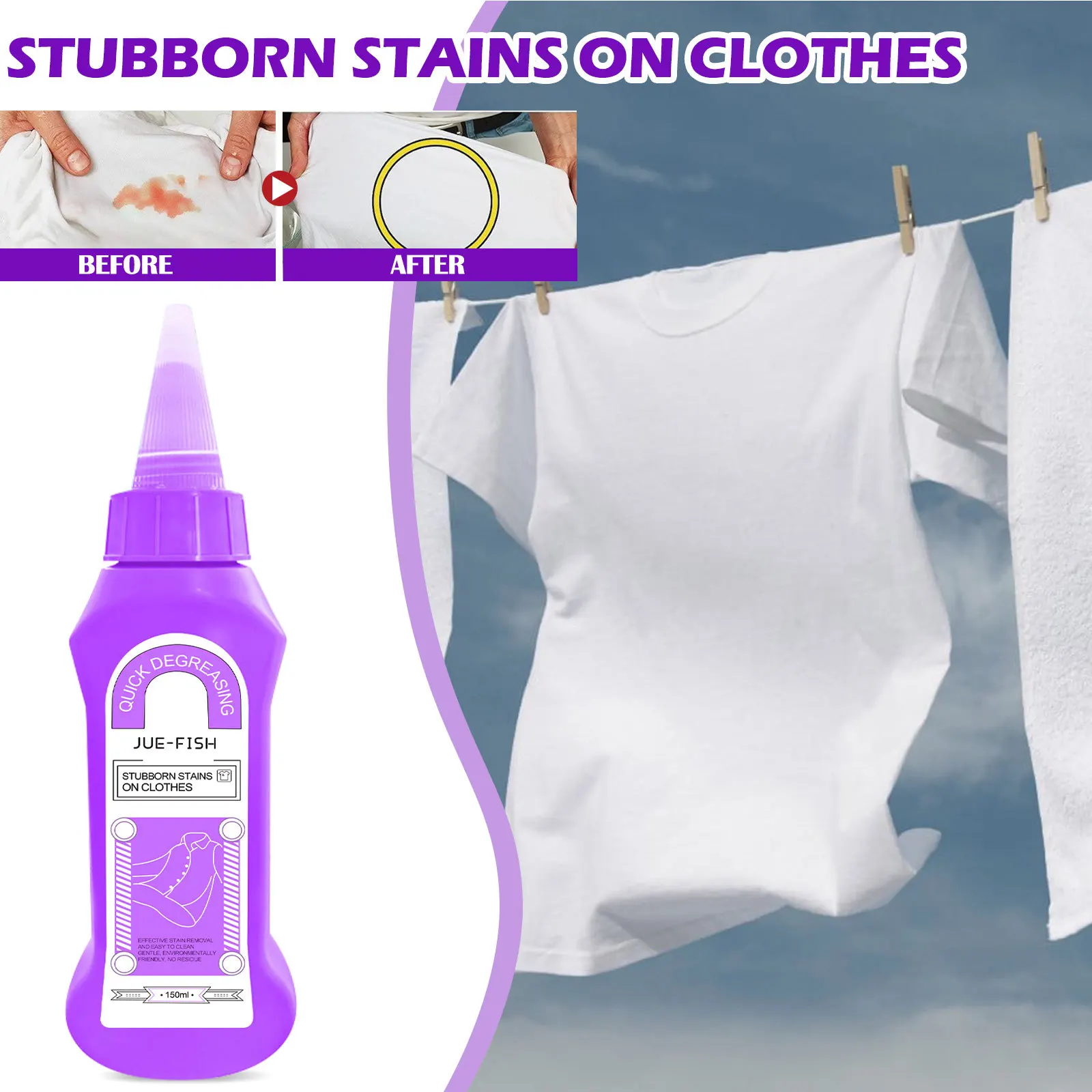Active Enzyme Laundry Detergent Multipurpose Clothing Stain Remover Stubborn Oil Cleaning Underwear T-shirt Degreaser Cleaner