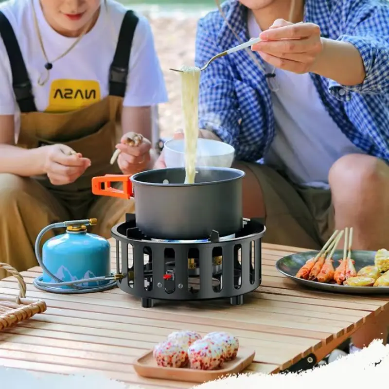19800W 7-Core Camping Stove High-Power Strong Fire Portable Tourist Gas Burner Windproof Electronic ignition Camping Equipment