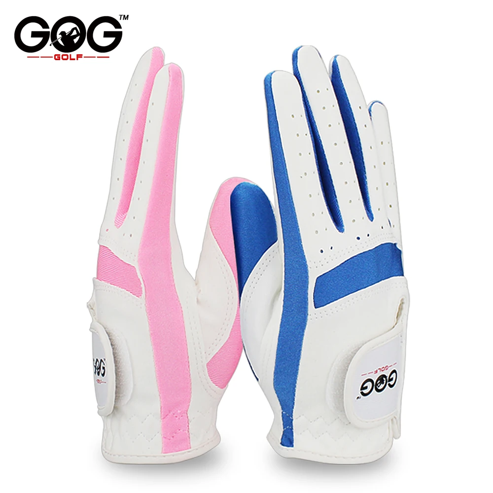 Pack 1 Pair Golf Gloves Blue Pink Left Hand Right Hand Kids Microfiber Cloth Breathable Anti-Slipping Gloves Golf Supplies 6