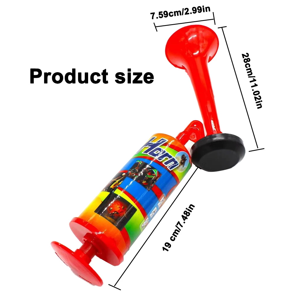 Plastic Horn Sports Competition Cheering Horn with Air Pump Red Handle Loud Sound Supporter Durable Sports Horn Football Match Kids Toy