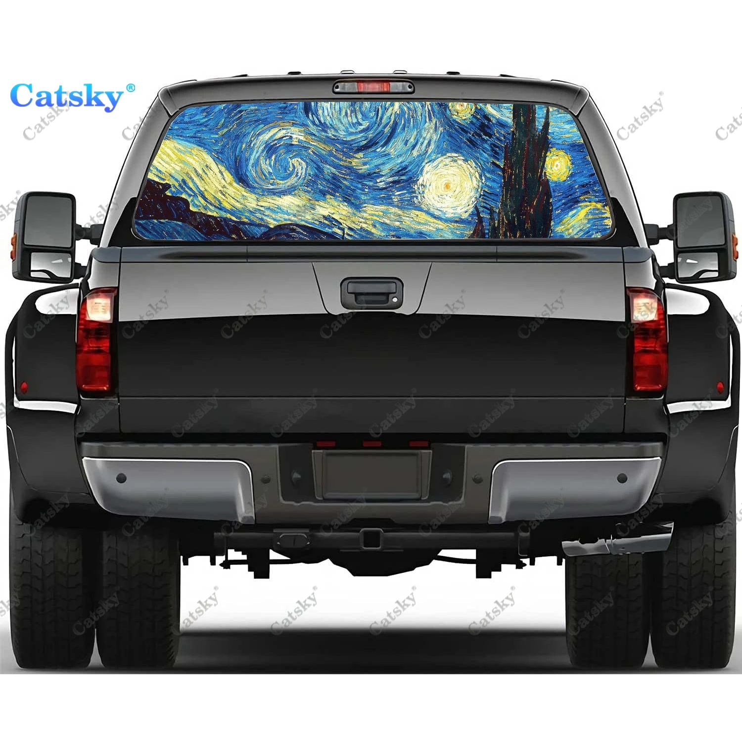 

starry Van Gogh Sunflowers Window Decal Sticker Graphic PVC Decorative Truck Sticker Perforated Vinyl Universal Sticker