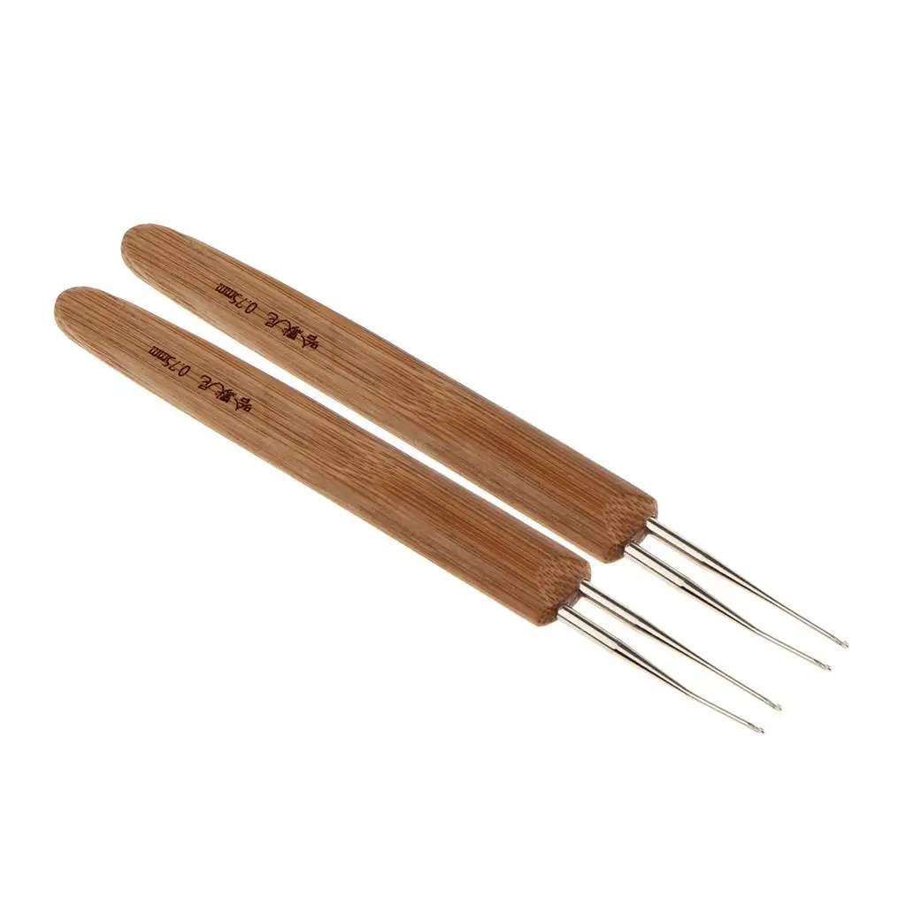 대나무 머리 직조 크로셰 바늘, 더블 드레딩 후크 도구, 2x