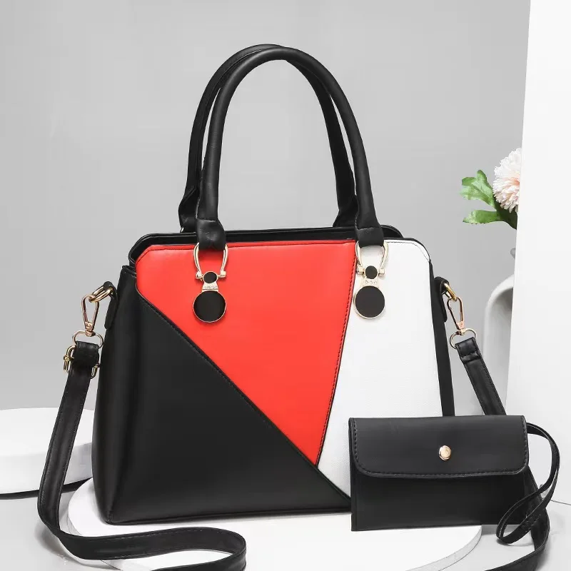 Women's Bag 2023 New Fashion Contrast Color Spliced Mother and Child Bag Handbag Large Capacity One Shoulder Crossbody Bag
