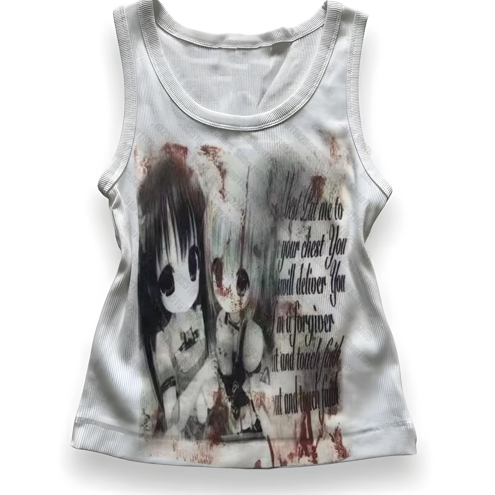 Top Women Tops With Suspenders Crop Top Woman Vintage Clothing Summer Grunge Clothes Y2k Women's Cropped Shoujo Girl Aesthetic