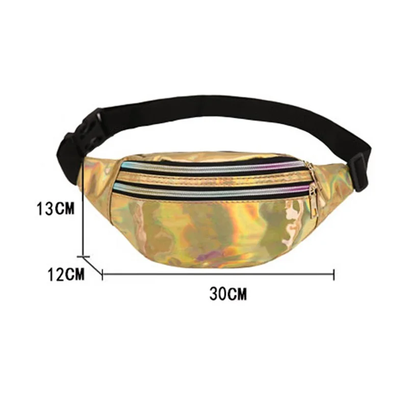 Outdoor Waist Bag Adjustable PU Leather Laser Fanny Pack Crossbody Chest Bag for Unisex Men Women Sports Workout Running