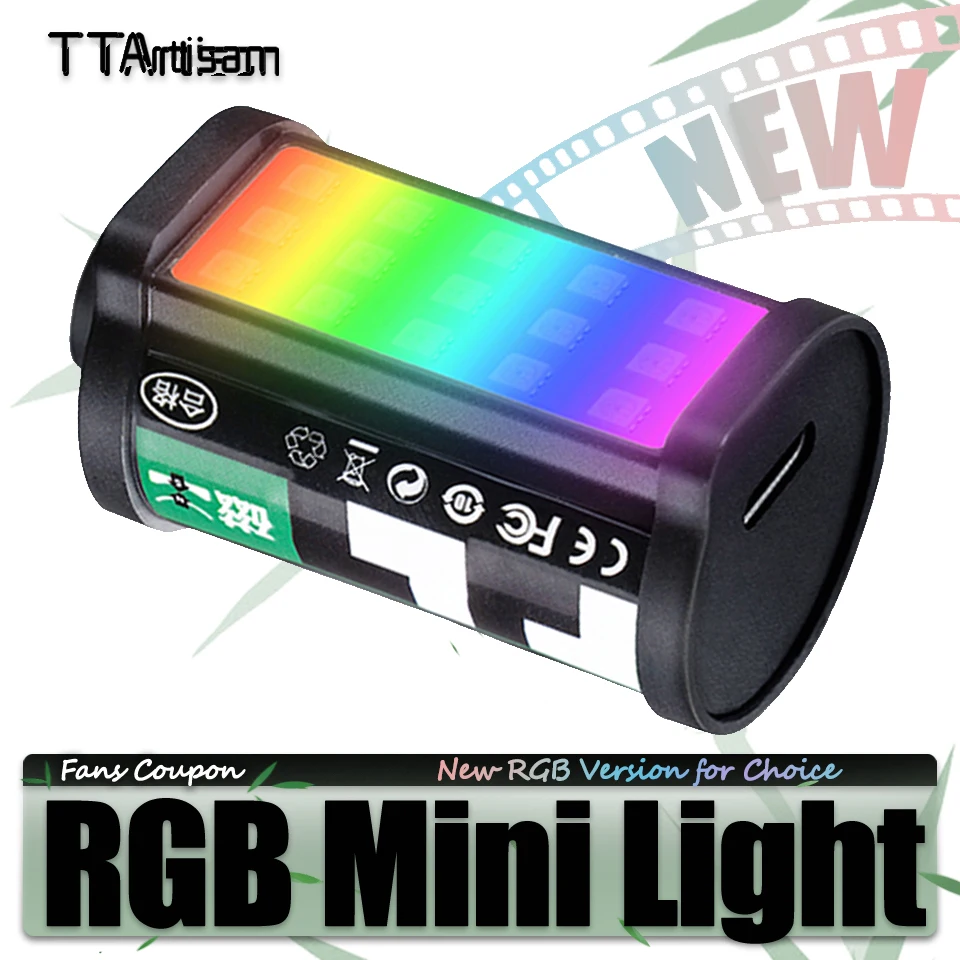 TTArtisan RGB Full-color Mini Magnetic LED Light Camera Vlog Live Streaming Cold Shoe Mount 0.5W Fill Light CRI 95+